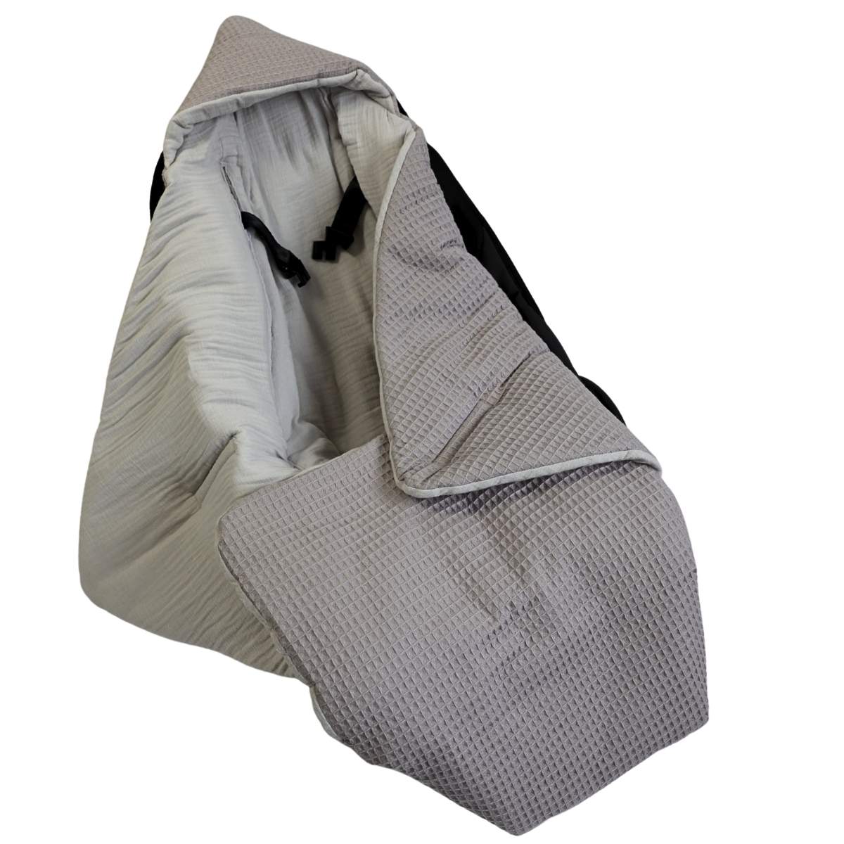 Einschlagdecke Waffelmuster grau/Musselin hellgrau Einschlagdecke Waffelmuster grau/Musselin hellgrau, Moebel, Kleidung, Mantel