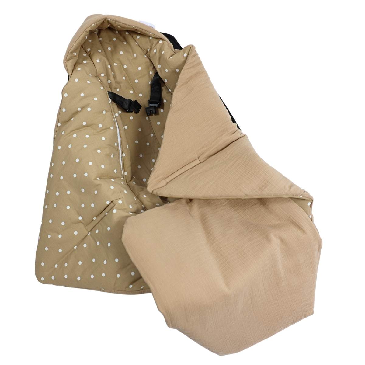 Einschlagdecke Musselin taupe/Punkte beige Einschlagdecke Musselin taupe/Punkte beige