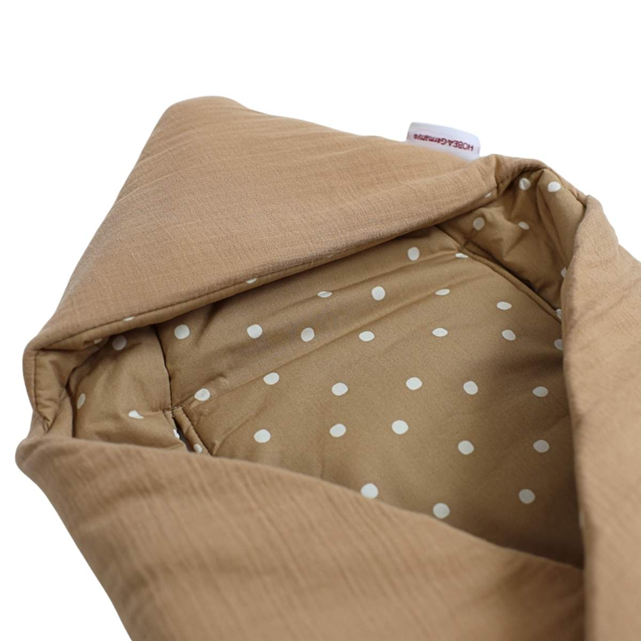 Einschlagdecke Musselin taupe/Punkte beige