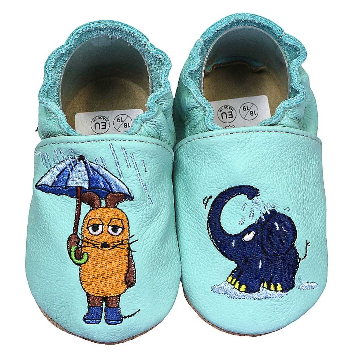 Lauflernschuhe Maus mit Elefant Regen mint, Schuhwerk, Schuh, Sneaker, Baby, Person